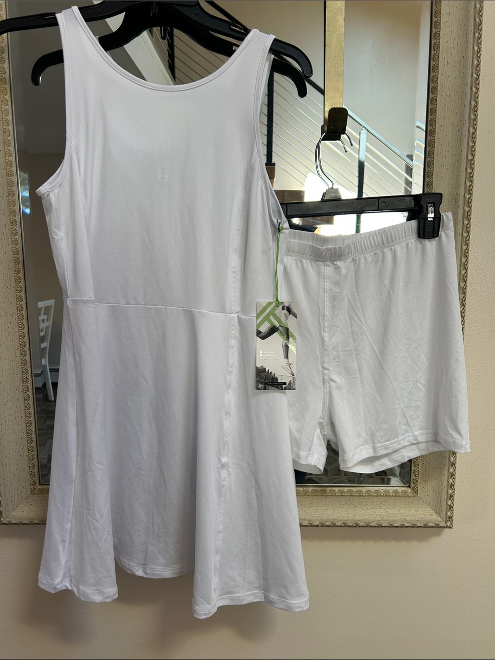 Kyodan White Athletic Tank Dress with Elastic-Waist Shorts